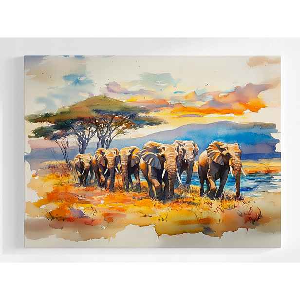 Plakát Slon Stádo Putování Procházka Afrika 100x75