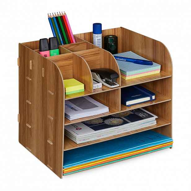 Relaxdays ORGANIZÉR Tmavě hnědý MDF 10 přihrádek 27,5 cm