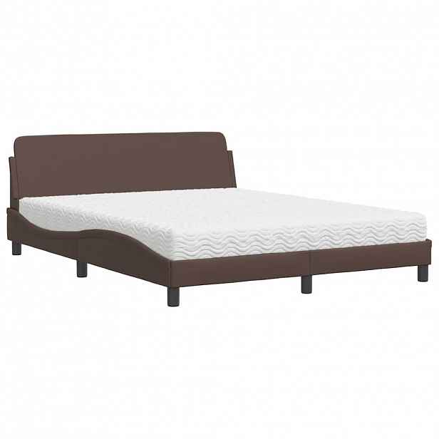 vidaXL Postel s matrací Dover hnědá 160 x 200 cm umělá kůže