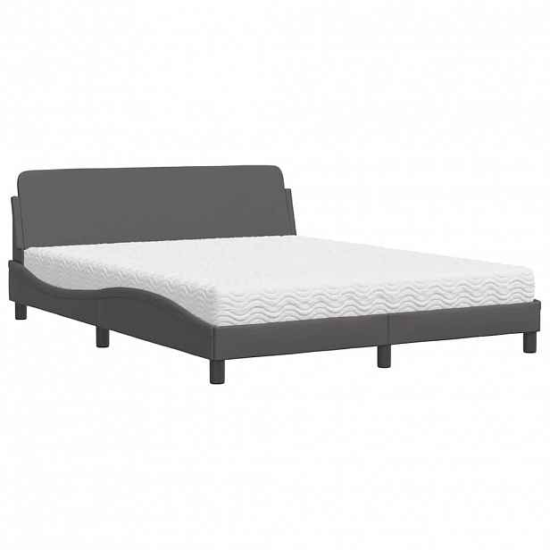 vidaXL Postel s matrací Dover šedá 160 x 200 cm umělá kůže