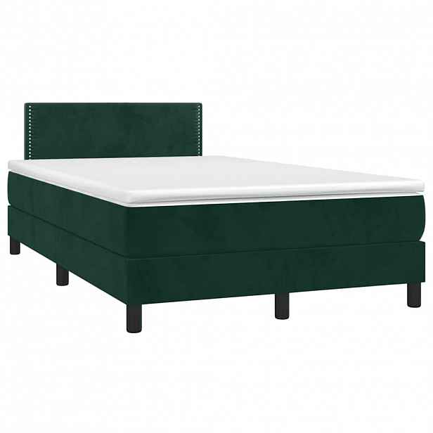 vidaXL Box spring postel s matrací tmavě zelená 120x190 cm samet