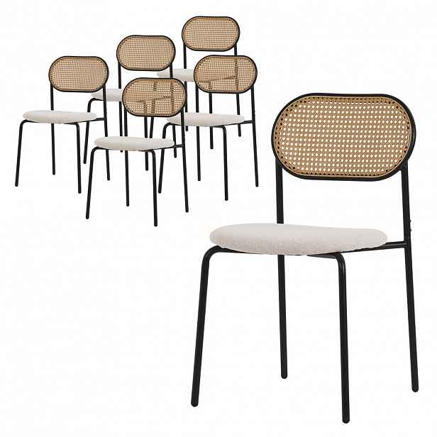 ML-DESIGN JÍDELNÍ ŽIDLE, sada 6 ks, béžový ratan