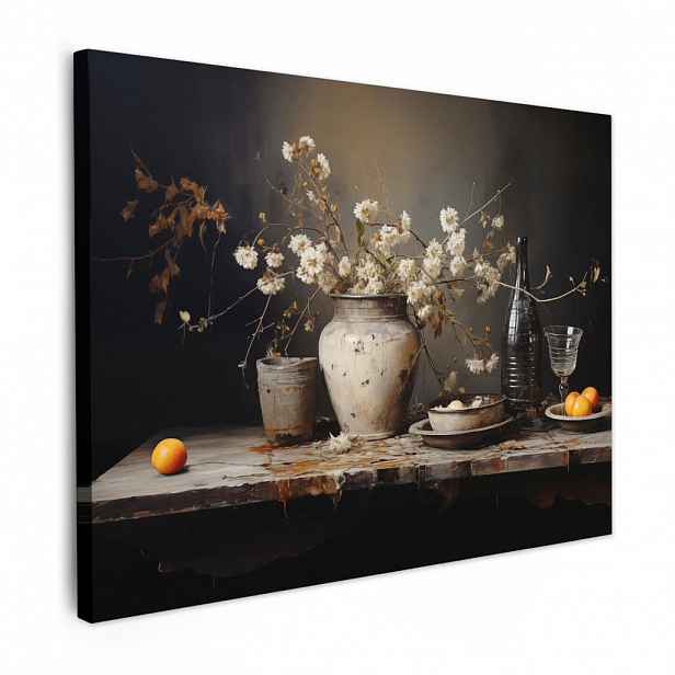 MuchoWow OBRAZ NA PLÁTNĚ Zátiší - Květiny - Kytice - Váza - Víno 40x30 cm