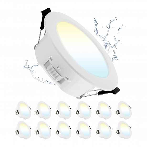 Stropní spoty Led zapuštěné reflektory 230V 12W IP44 sada 12 kusů