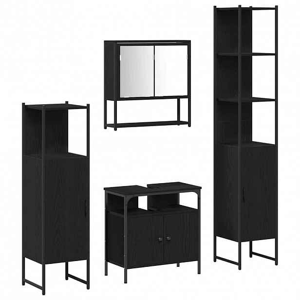 vidaXL Sada koupelnového nábytku 4 ks Černý dub 33 x 33 x 185,5 cm