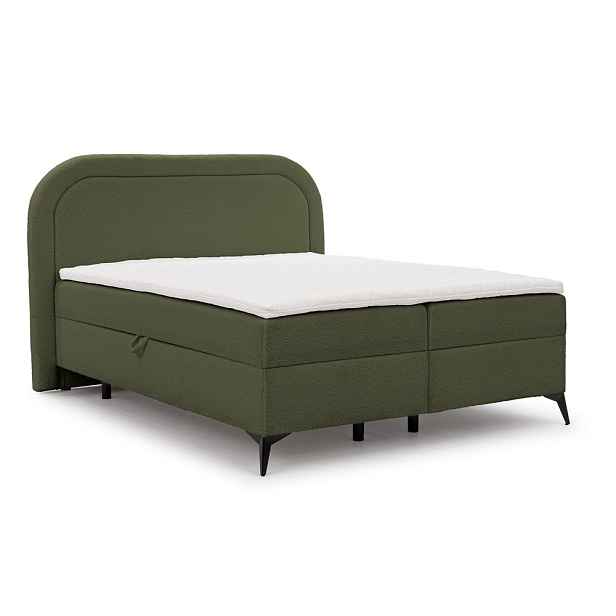 Zelená boxspring postel s úložným prostorem 200x200 cm Ornes – Ropez