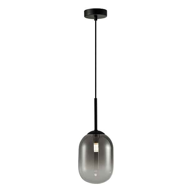 Závěsná lampa Milagro, černá, skleněná, kouřové stínidlo do obývacího pokoje v ložnici