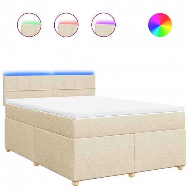 vidaXL Box spring postel s matrací krémová 140x190 cm textil
