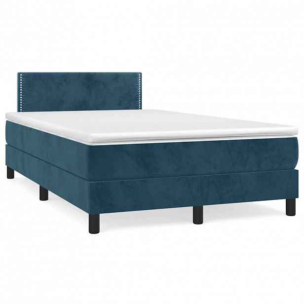 vidaXL Box spring postel s matrací tmavě modrá 120x190 cm samet