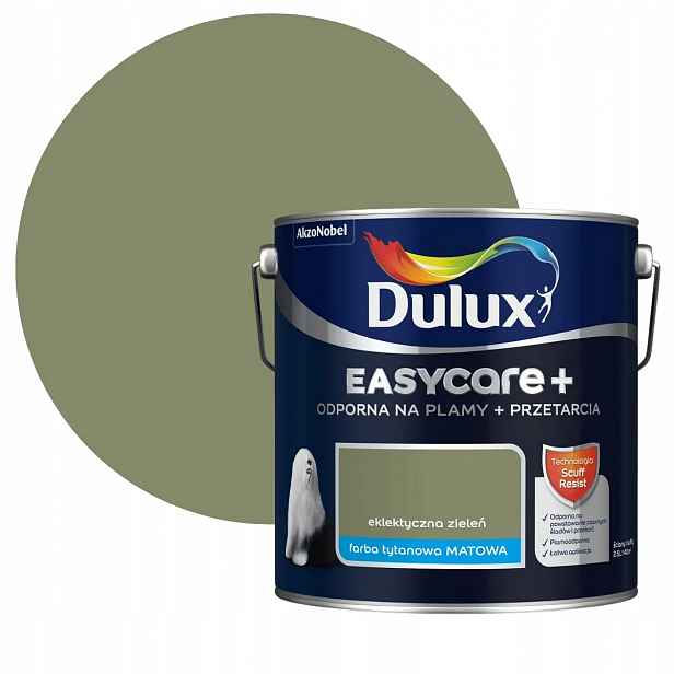 Dulux EasyCare Plus Barva Odolná Proti Drhnutí Eklektická Zeleň 2,5L
