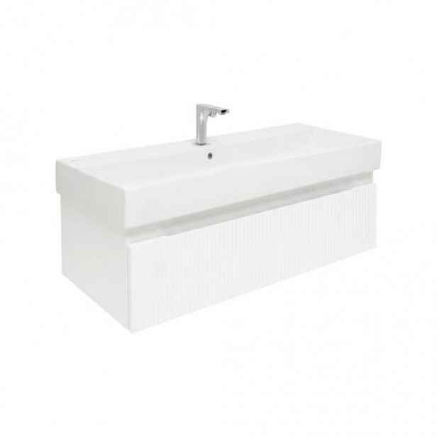 Koupelnová skříňka s baterií a umyvadlem SAT Evolution 98x30x44,8 cm bílá mat SATEVO100WMU2BA