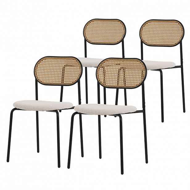 ML-DESIGN JÍDELNÍ ŽIDLE, SADA 4 KS, béžový ratan