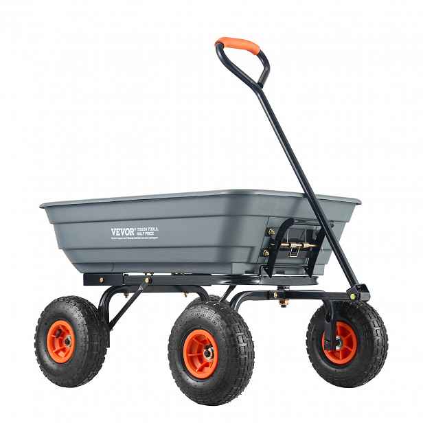 TEMU VEVOR Poly Garden Dump Cart, těžké zahradní vozíky a vozy 4 cu.ft 600 lb
