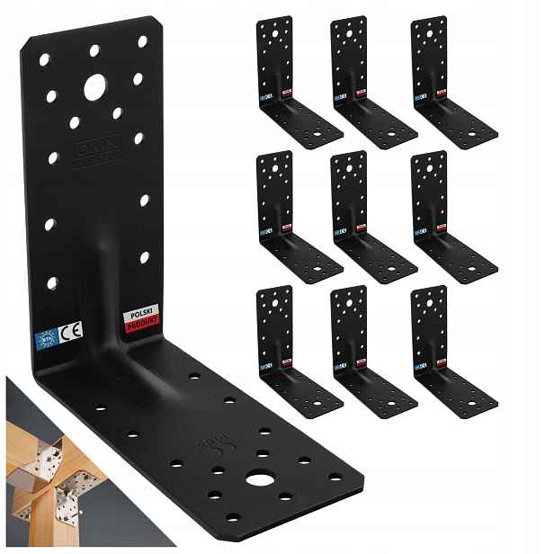 Úhelník Konstrukční Tesařský Spojovací 140X140X65 2,5MM Černý DMX KP5