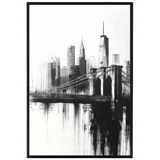 Plakát Rámeček Aluminium Krajina Skica New York Manhattan Panorama 40x60