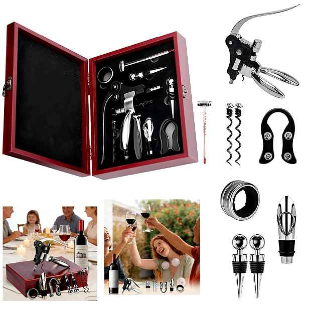 Set na víno Vývrtka otvírák na lahve Dávkovač Termometr Box