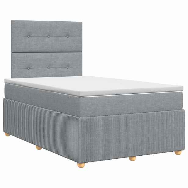 vidaXL Postel boxspring s matrací Světle šedá 120 x 200 cm Textil