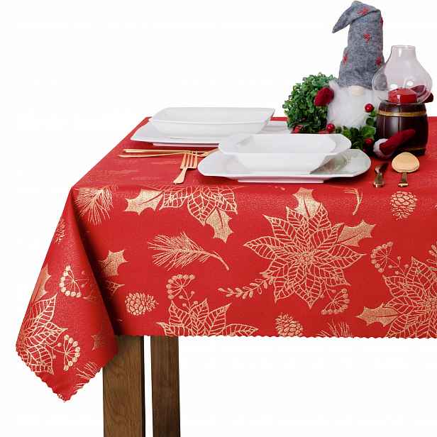 Elegantní vánoční ubrus Červeno-zlatý Kulatý, průměr 160 cm