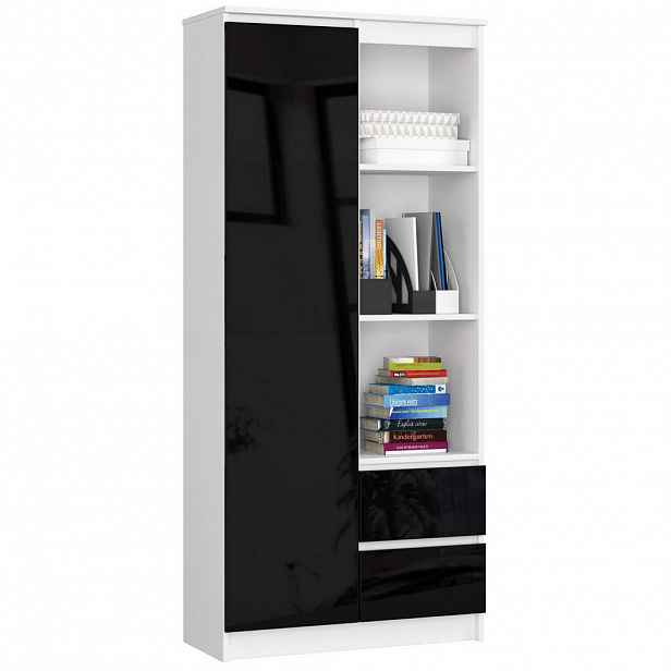 RAUMHIRSCH FURNITURE STOJANOVÁ POLIČKA bílá, černá lesklá 180/80/35