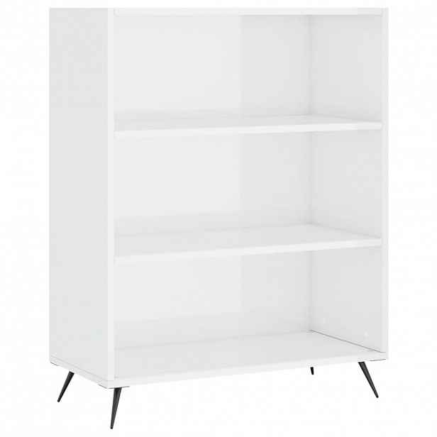 vidaXL Knihovna bílá s vysokým leskem 69,5x32,5x90 cm kompozitní dřevo