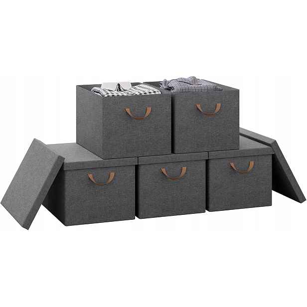 Woltu Boxy Na Skladování Košů Skládací Sada 5 Ks 48 X 36 X 30 CM