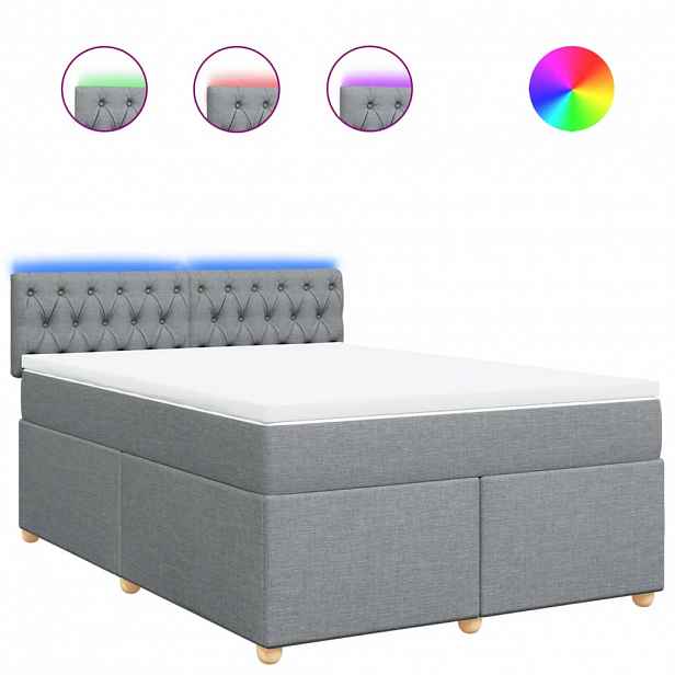 vidaXL Box spring postel s matrací světle šedá 140 x 190 cm textil