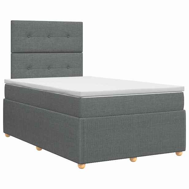 vidaXL Postel boxspring s matrací Tmavě šedá 120 x 200 cm Textil