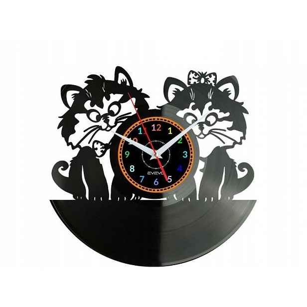 Kočka Kočky Dárek Originální dekorace do domu Hodiny z vinylové desky
