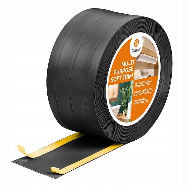Multifunkční lišta z Pvc 4v1 samolepicí, černá, 10 m, 95 mm