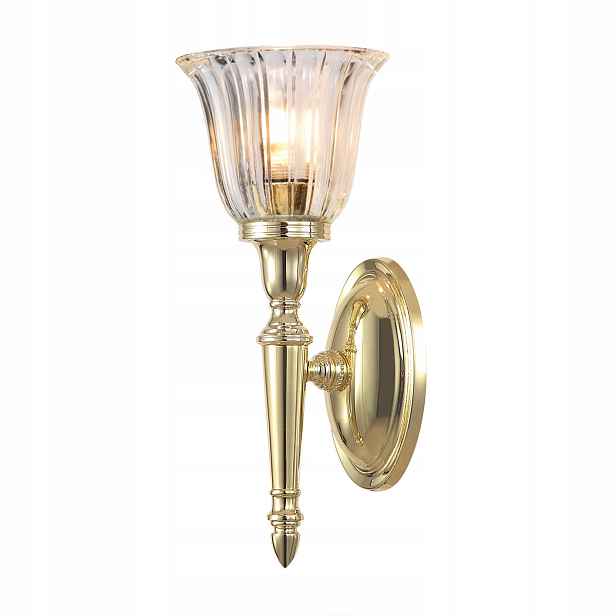 Nástěnné svítidlo klasické glamour mosazné skleněné koupelnové IP44 Elstead