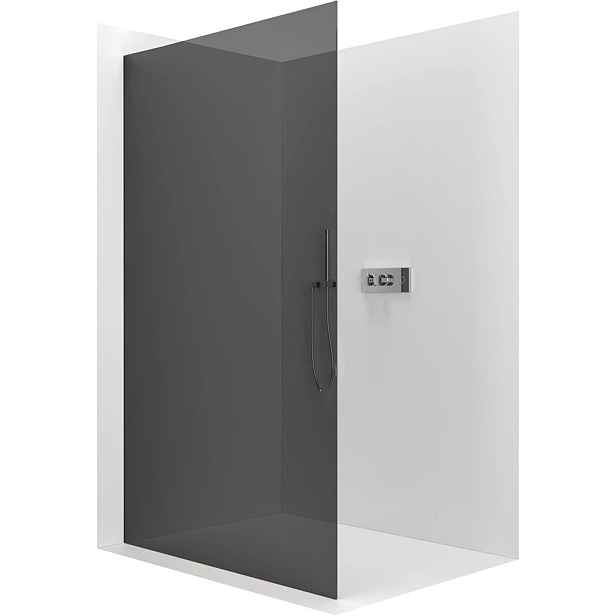 Sprchová zástěna Walk-in Crystal L/P - 10 mm - bezvzpěrový systém - chrom, grafitové sklo - 140x200 cm