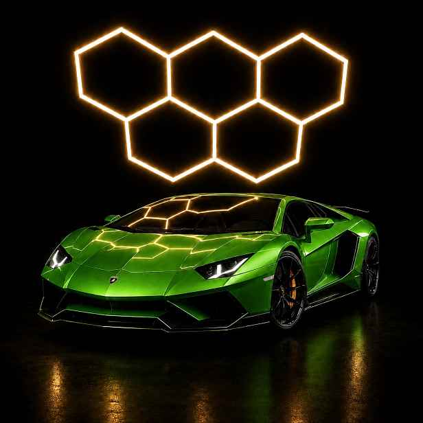 Stropní stropní svítidlo Led černý 168W 4000K detailingový servis Hexagon 5 silný