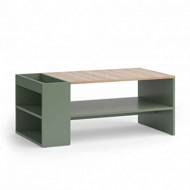Vicco KONFERENČNÍ STŮL Wido Zelená 100 x 55 cm s policemi