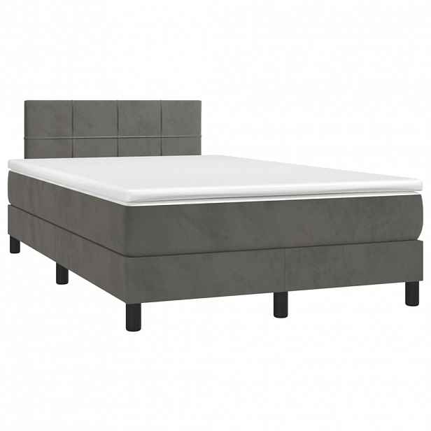 vidaXL Box spring postel s matrací tmavě šedý 120x190 cm samet