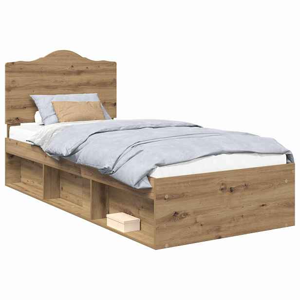 vidaXL Rám postele Umělecký dub 90 x 190 cm Masivní borové dřevo