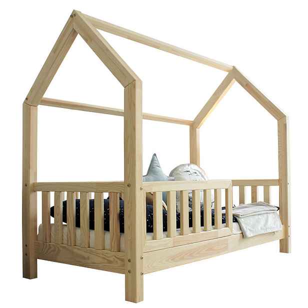 Petits-meubles DOMEČKOVÁ POSTEL 90/200 Daisy Přírodní dřevo