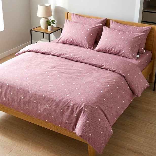 TEMU Polka Dot Malva 3dílná sada povlečení, 80% bavlna, 20% polyester