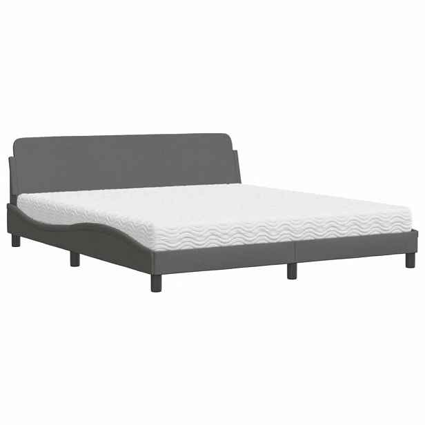 vidaXL Postel s matrací Dover tmavě šedá 180 x 200 cm textil