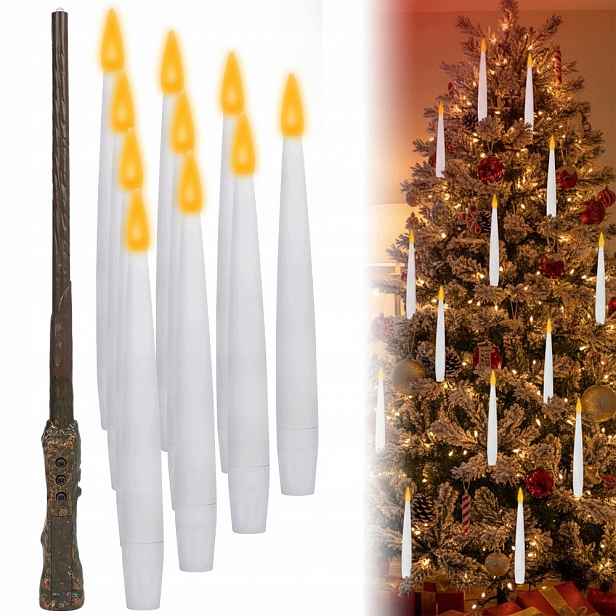 10 X Led Svíčka Závěsná Svíčka S Kouzelnou Hůlkou, Časovač Pro Dekoraci