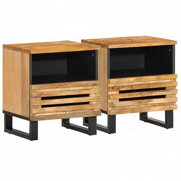 vidaXL Noční stolky 2 ks 40x34x46 cm masivní hrubé mangovníkové dřevo