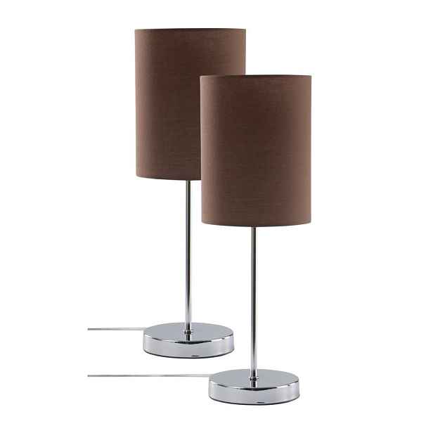Hnědá/v leskle stříbrné barvě látková stolní lampa (výška 45 cm) Seth – Jotex