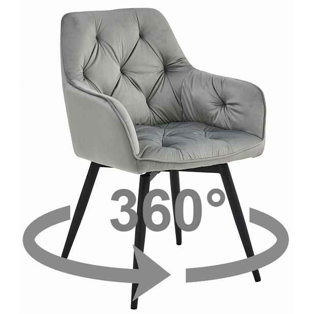 Otočné jídelní křeslo JORK360 VELVET, světle šedé