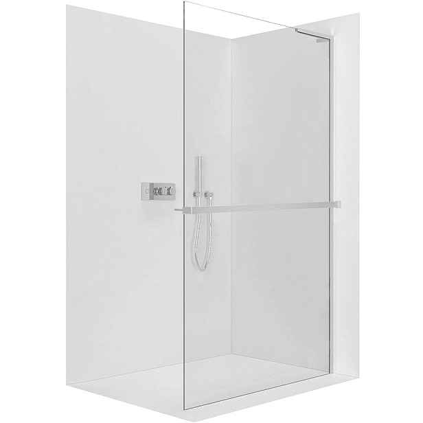 Sprchová zástěna Walk-in Onyx L-pravá vzpěra - 8 mm + polička/držák na ručníky - chrom, transparentní sklo - 60x200 cm