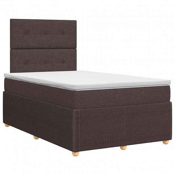 vidaXL Postel boxspring s matrací Tmavě hnědá 120 x 200 cm Textil