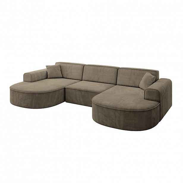 ALTDECOR SEDACÍ SOUPRAVA MARI-U1 – 303 x 171 x 79 cm, tmavě hnědá barva veluru