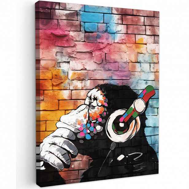 MuchoWow OBRAZ NA PLÁTNĚ Opice - Graffiti - Hudba 30x40 cm