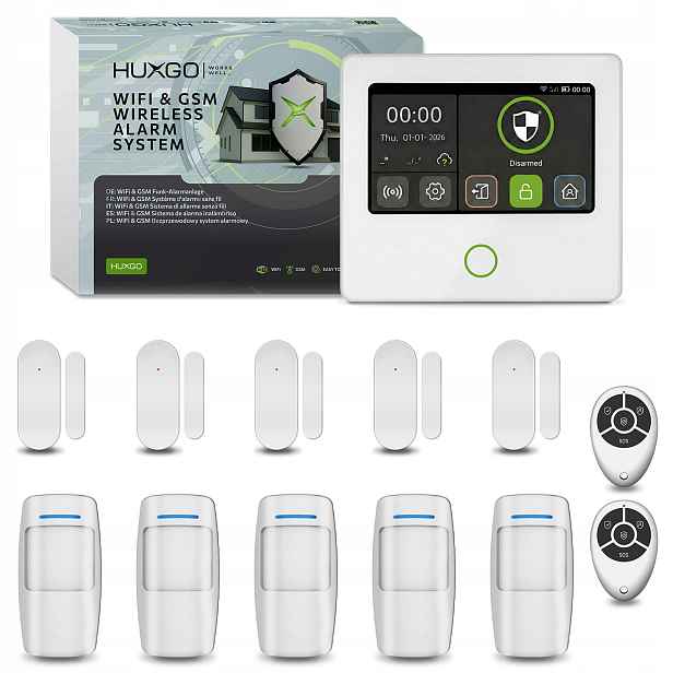 Bezdrátový alarm WiFi Gsm 4G s aplikací Tuya, Huxgo HXA502 4G W