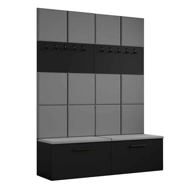 MASSENO MODERNÍ PŘEDSÍŇOVÁ SESTAVA MODULO, 161,2/204/40 cm, černá