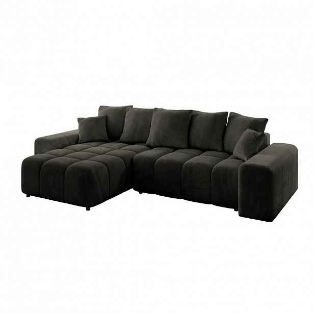 ALTDECOR ROHOVÁ SEDACÍ SOUPRAVA s otomanem vlevo ENIL-L 297x189x68 černý velur