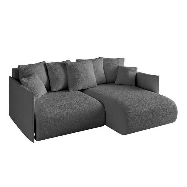 ALTDECOR ROHOVÁ SEDAČKA s funkcí spaní a otomanem, pravá ONESK-L 216x177x72 Šedá Buklé